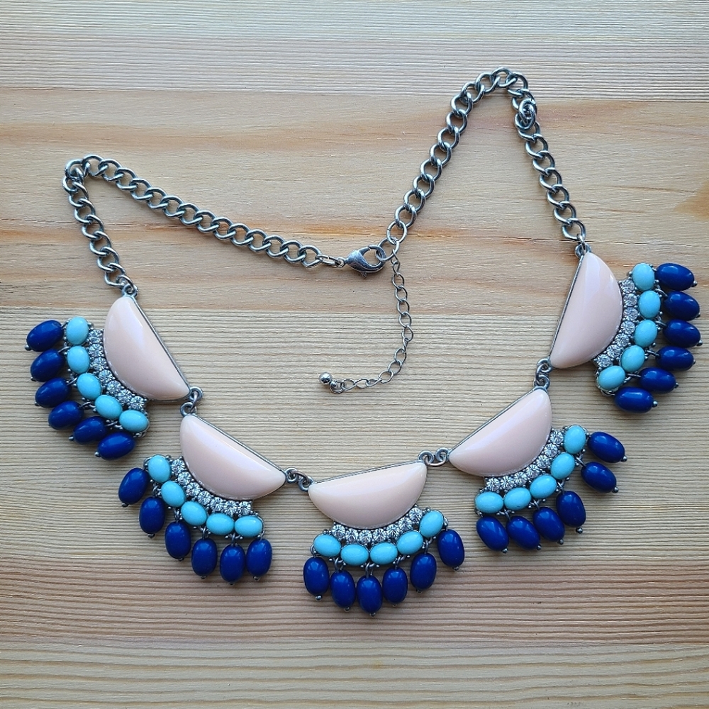 Blue, Pink & Silver Statement Necklace